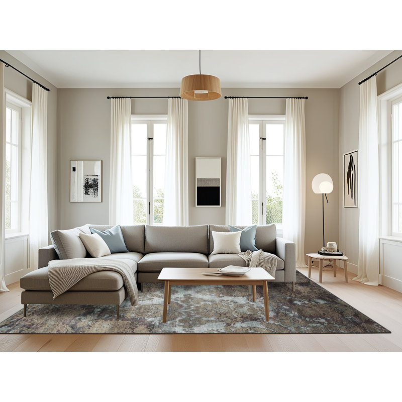 Tapis noir/bleu zone contemporaine, Rectangle 8 pi x 10 pi
