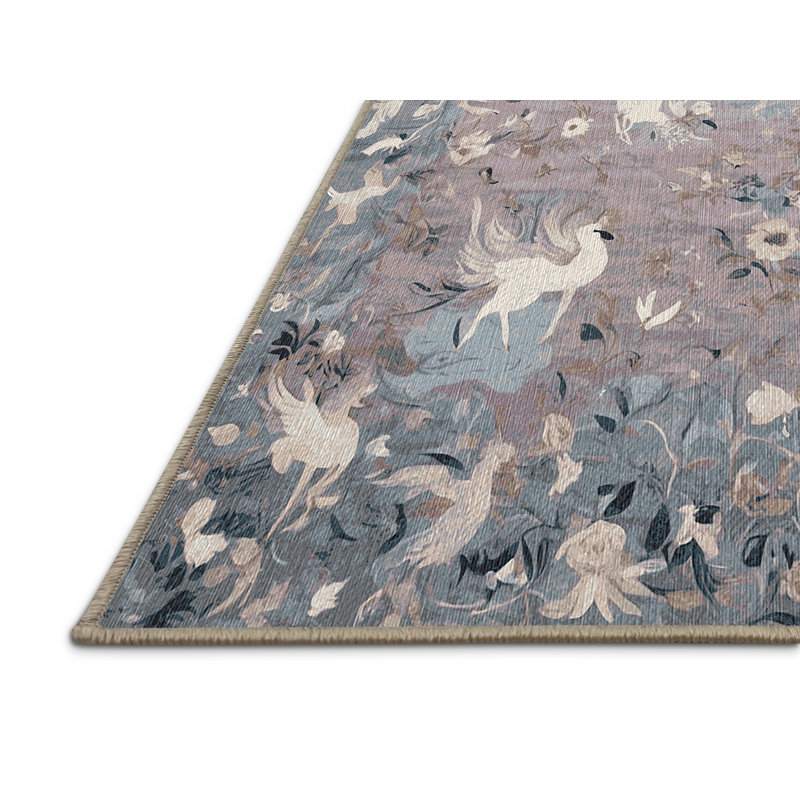 Tapis beige lavable à la machine, Carré 7 pi