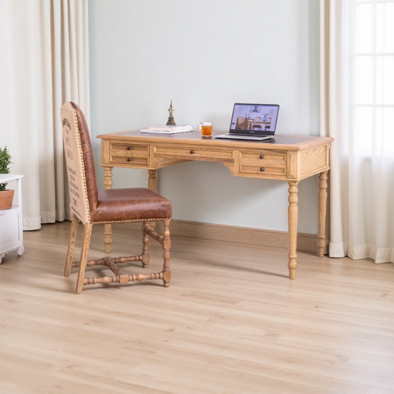 Bureau de reproduction en bois de chêne