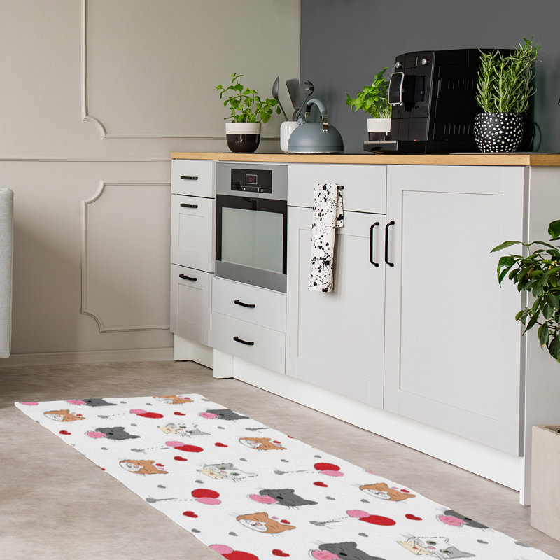 Tapis gris/rose/rouge fait main, Tapis de couloir 2 pi x 8 pi