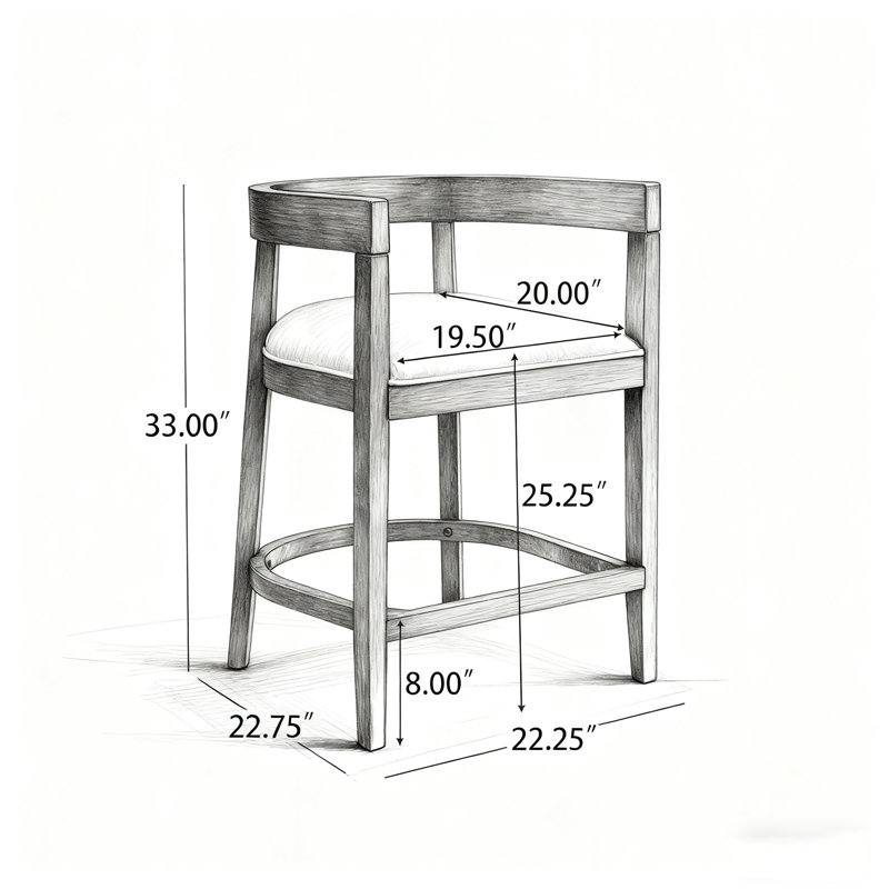 Tabouret de comptoir en bois d'hévéa, Naturel