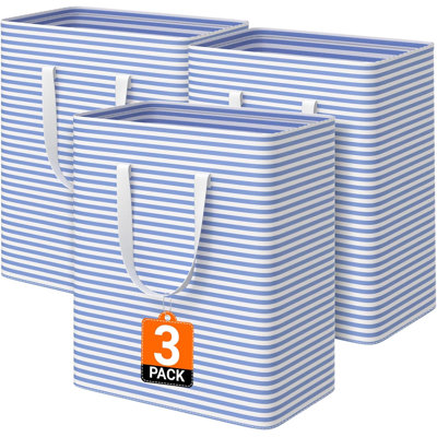 3 Pack Large Laundry Basket,Waterproof & Freestanding Laundry Hamper,Collapsible Clothes Hampers With Easy Carry Long & Reinforced Handles In Bathroom,College Dorm100l
