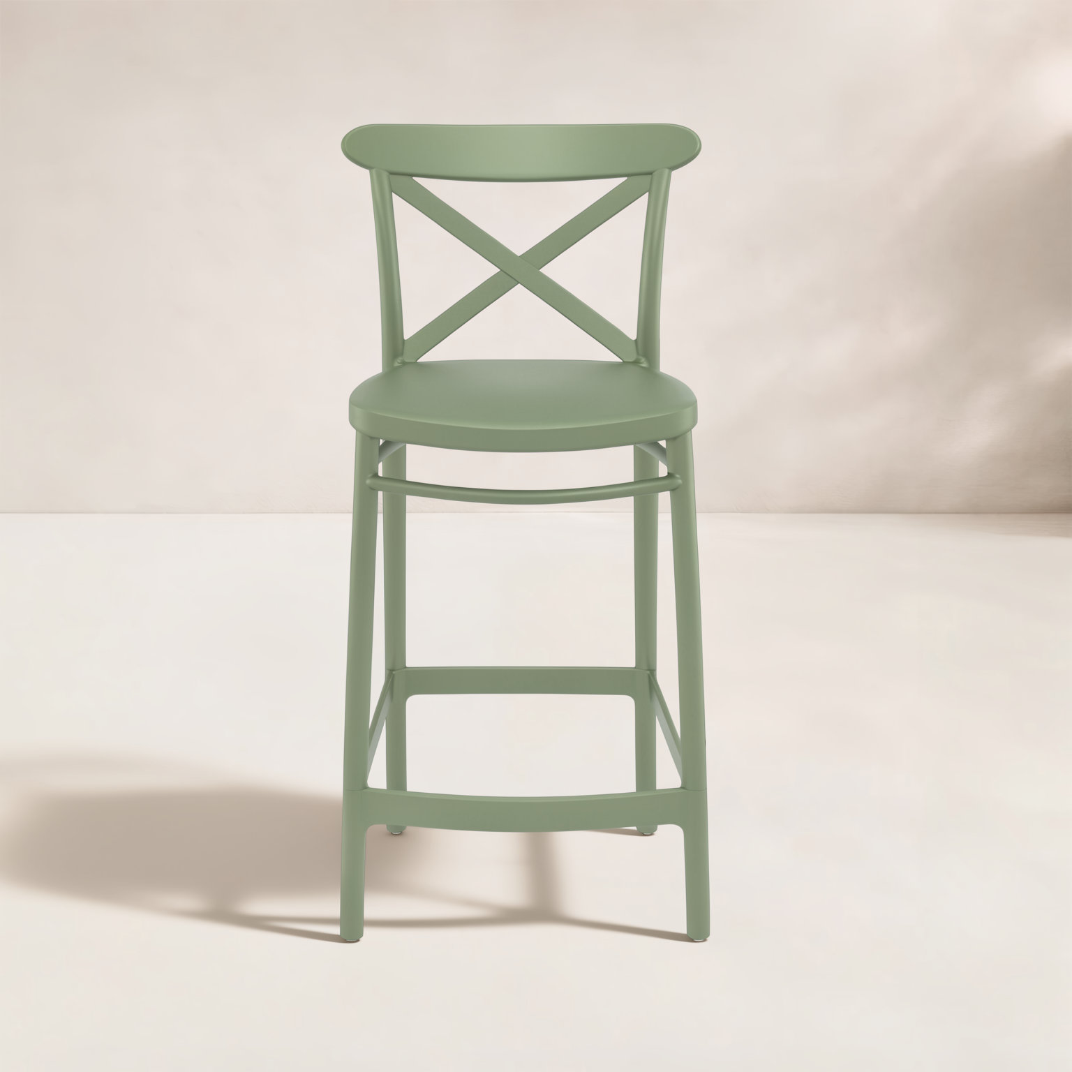 Bijou Outdoor Bar Stool, Olive Green, Counter Stool (25.6" Seat Height)