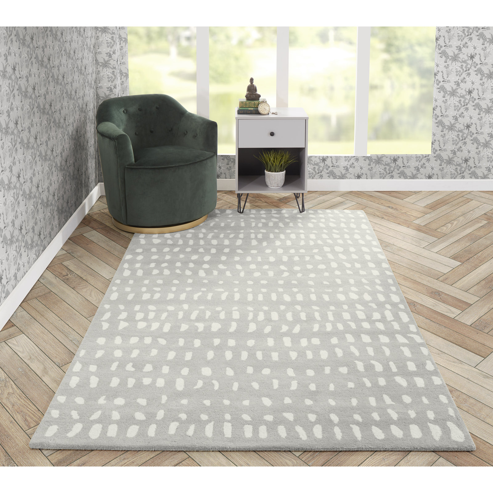 Pacchi Gray Hand-Tufted Abstract Rug, Rectangle 8' x 10'