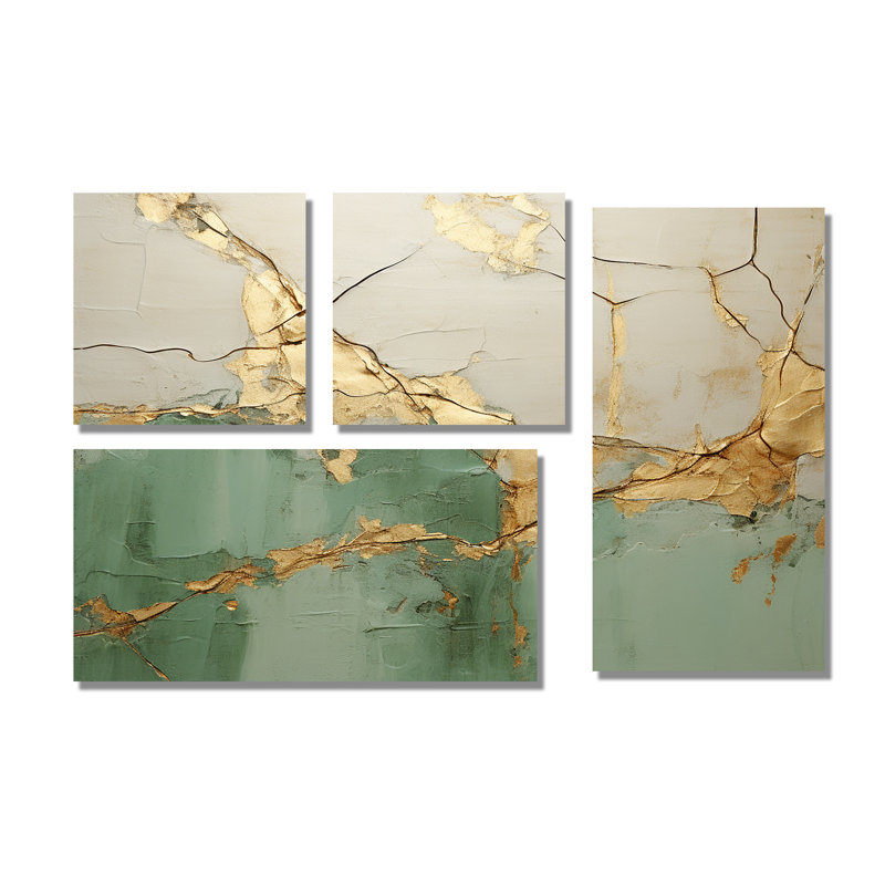 Green Minimalisme Poteries - 4 impressions sur toile modernes, Toile tendue, Ne s’applique pas
