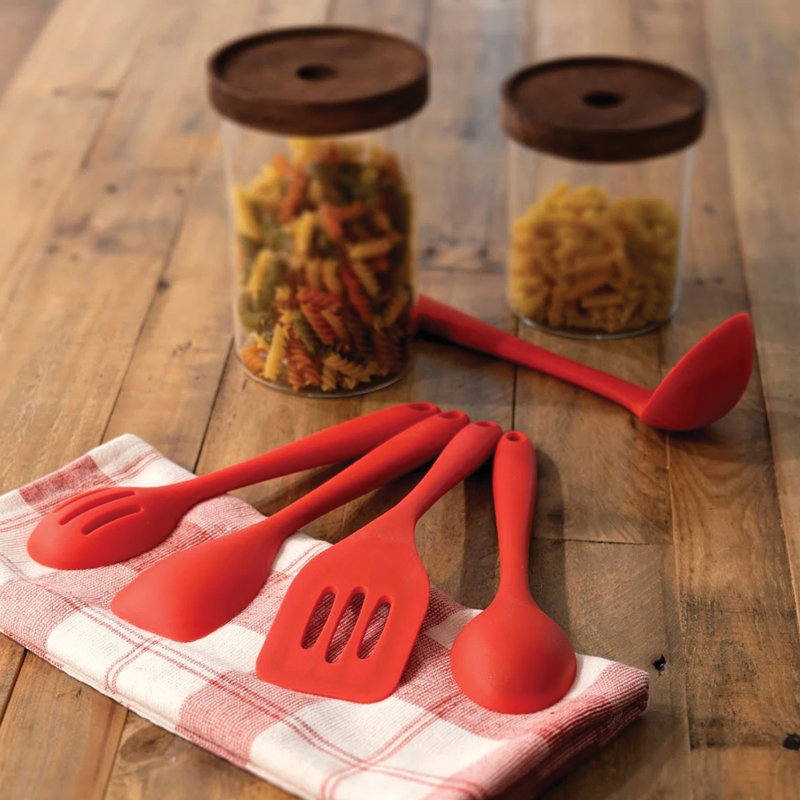 5 ustensiles de cuisine en silicone 5 pièces, Rouge