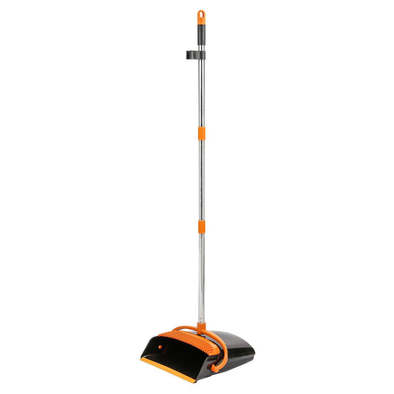 Adjustable Broom And Dustpan Set, Black/Orange