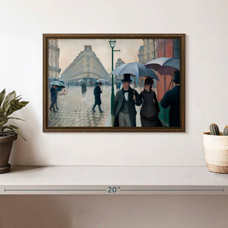 Paris, Paris, jour de pluie 1877, 13 po x 9 po, Cadre flottant noyer