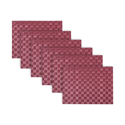 Ensemble de 6 napperons rectangulaires tissés de 16 po x 12 po Macwareeave, ensemble de 6 napperons rectangulaires - durables, faciles à nettoyer, napperons en plastique rouge pour table de salle à manger, maison