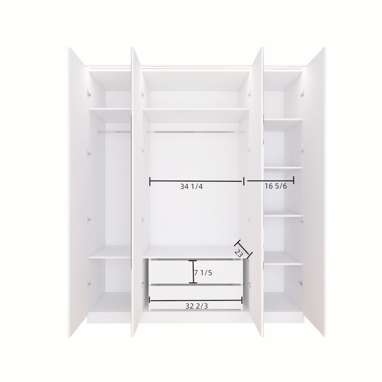 Corry Wardrobe Armoire Closet, Tall Storage Cabinet, White – 2kfurniture