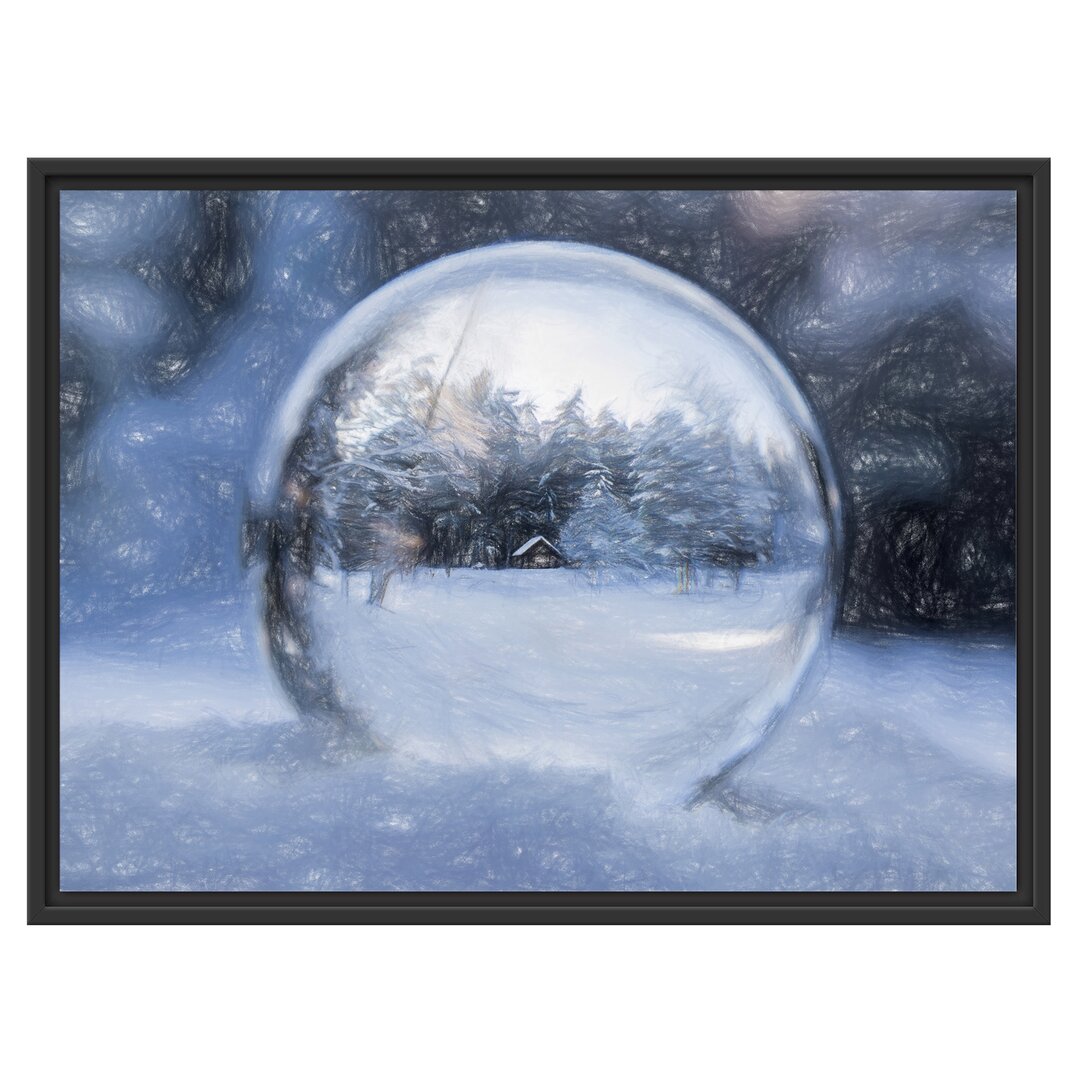 Gerahmtes Wandbild Eiskugel Winterlandschaft