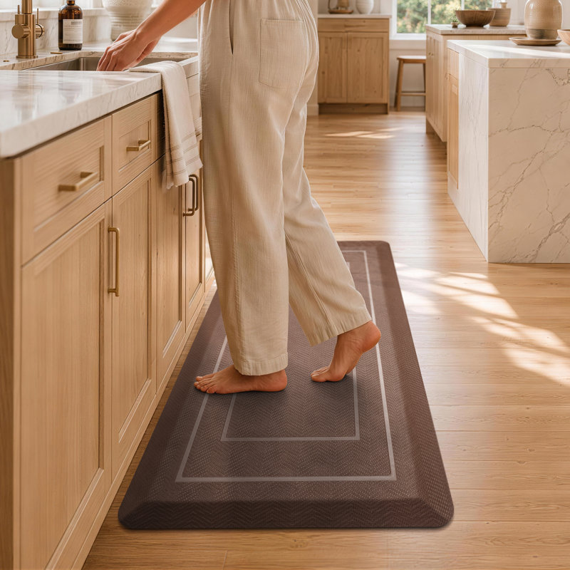 0.8"Extra Thick Anti-Fatigue Non-Slip Waterproof High Density Foam Kitchen Mat, 39"L x 20"W, Brown