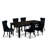 7 Piece Dining Table Set Consists of a Rectangle Kitchen Table with Butterfly Leaf and 6 Polyester Fabric Padded Chairs, Black