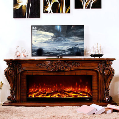 American Carved Electric Fireplace TV Stand