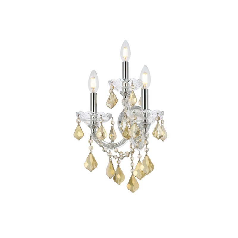 Cristal taillé royal clair Maria Theresa Mordechay, H 19 po x l 12 po x P 12 po, Chrome / teck doré, 3