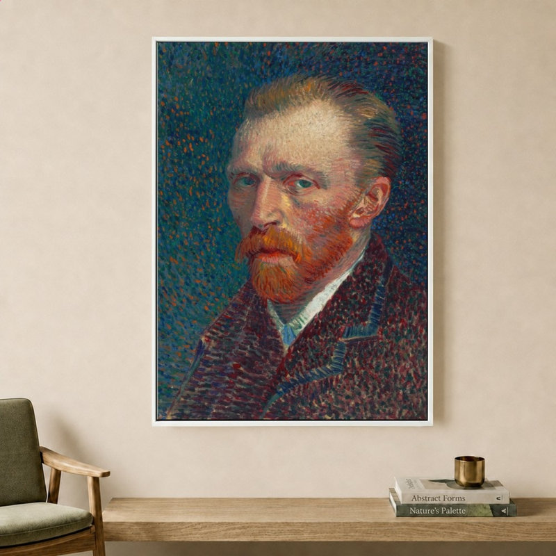 Autoportrait, 1887 par Vincent Van Gogh - Impression sur toile, 37 po x 49 po / cadre plat / blanc