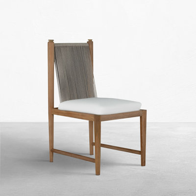 Pacifica Dining Side Chair Natural Teak/Rope/Brass