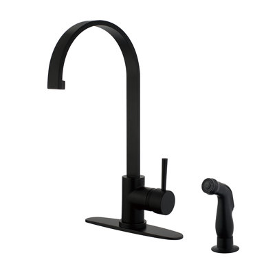 Kingston Brass Concord Single-Handle 2-Hole Deck Mount Kitchen Faucet with Side Sprayer