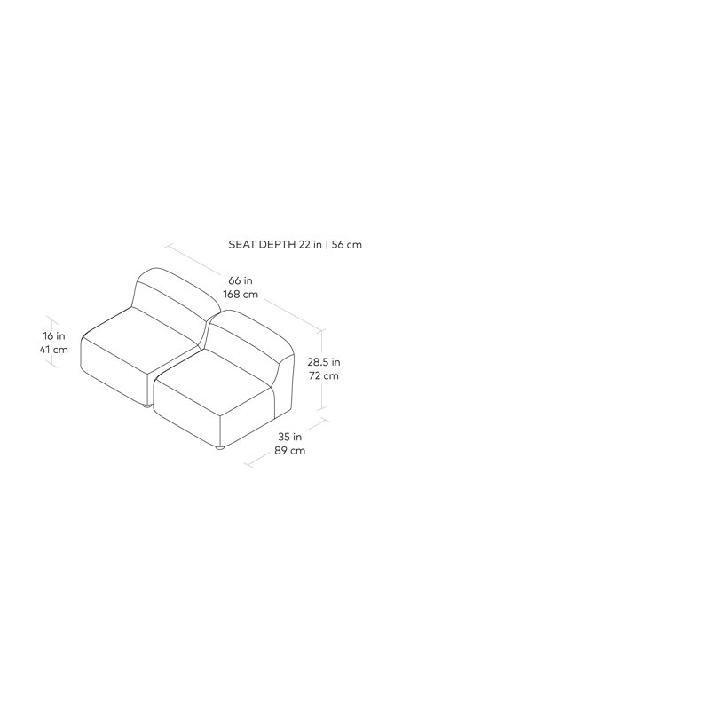 Circuit Modular 2-Pc Armless Sofa, Huron Ivory Performance