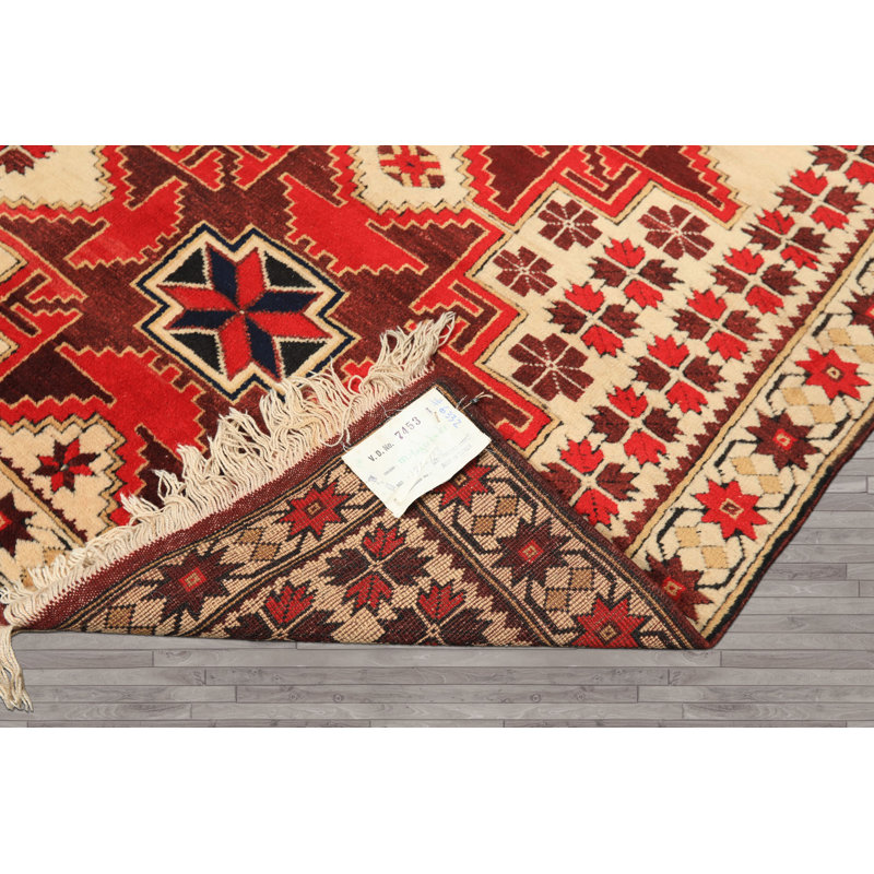 Tapis turc traditionnel en laine noué à la main ivoire 3 pi 6 po x 5 pi 9 po