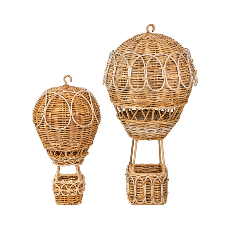 Provence Rattan Hot Air Balloon, 14" H x 7.5" W x 7.5" D