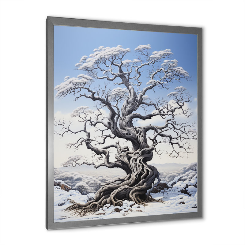 «White Tree Harmony Landscape III», reproduction sur toile, Cadre photo argenté, H 32 po x l 24 po x P 1 po