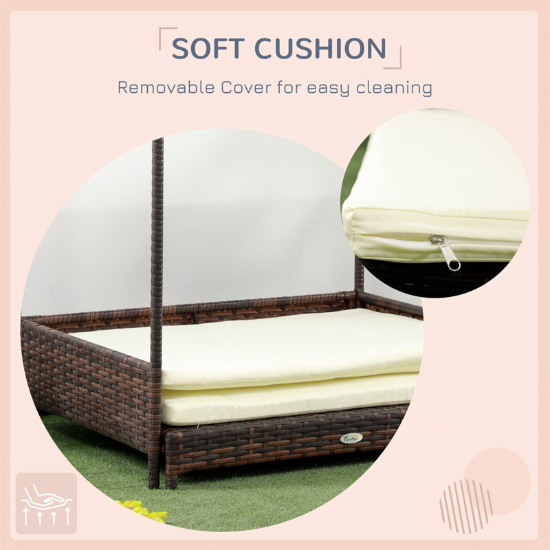 Niche pour chien polyvalente en osier avec coussin amovible Hatsumi