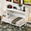 Lit simple TG avec bureau, Finition blanche. Fabriqué en bois massif pour un bureau pratique ou un port de chambre d'amis. Construit avec une étable