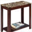 Table basse 24 po cerise foncée avec plateau en marbre - peu encombrante