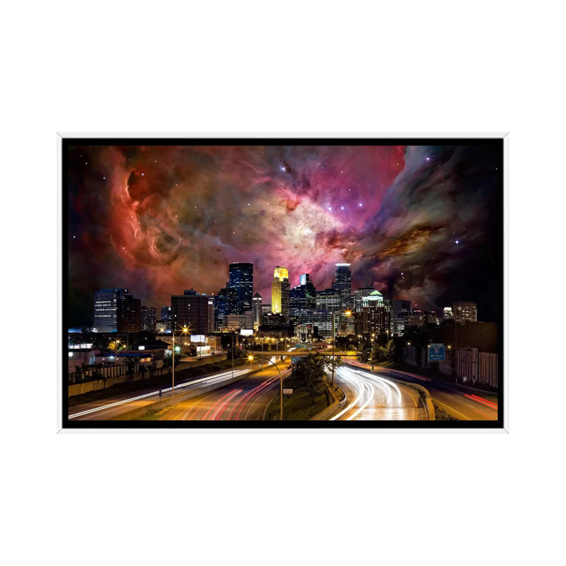 Minneapolis, Minnesota, Orion, nébuleuse, impression, H 26 po x l 40 po x 1,5 po, Toile blanche encadrée, Aucun mat