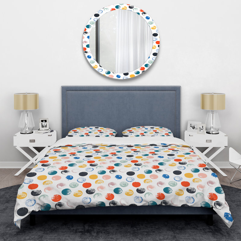 Ensemble de housse de couette en microfibre blanc / orange / noir 3 pièces, Housse de couette pour très grand lit et 2 très