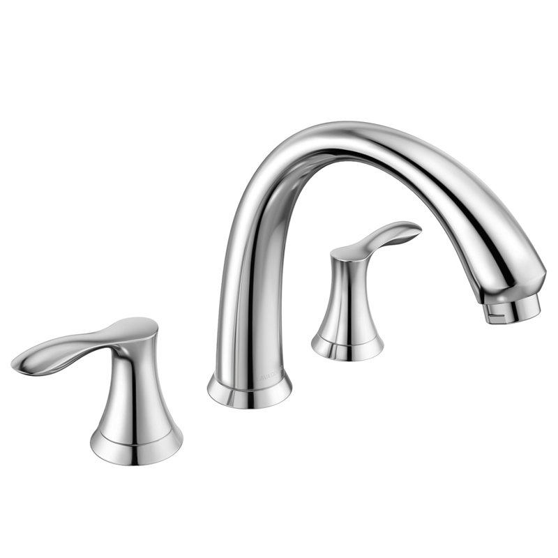 Robinet de baignoire romaine à deux poignées à fixation sur le comptoir avec valve brute, Chrome