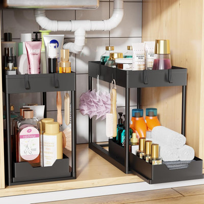 Armoire de rangement coulissante coulissante simple, ensemble de 2 sous-étagères pour salle de bain simple