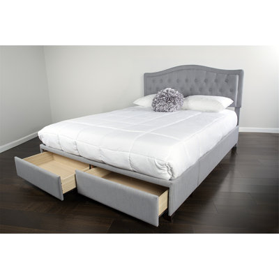 Modern Upholstered Storage Bed with Drawers – Space-Saving Clutter-Free Tufted Polyester Platform Bed for Small Bedrooms