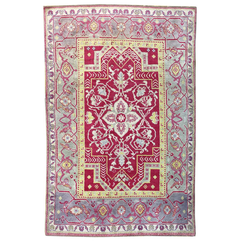 Tapis unique rouge / jaune / bleu 6 pi 7 po x 9 pi 1 po Double Niche