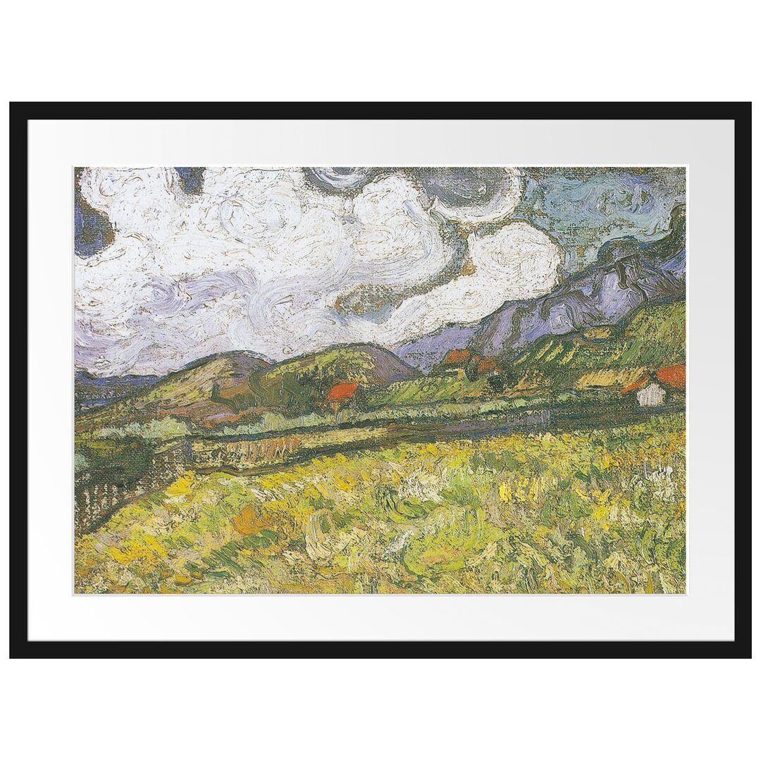 Gerahmter Kunstdruck Wheat Field Behind Saint-Paul von Vincent Van Gogh