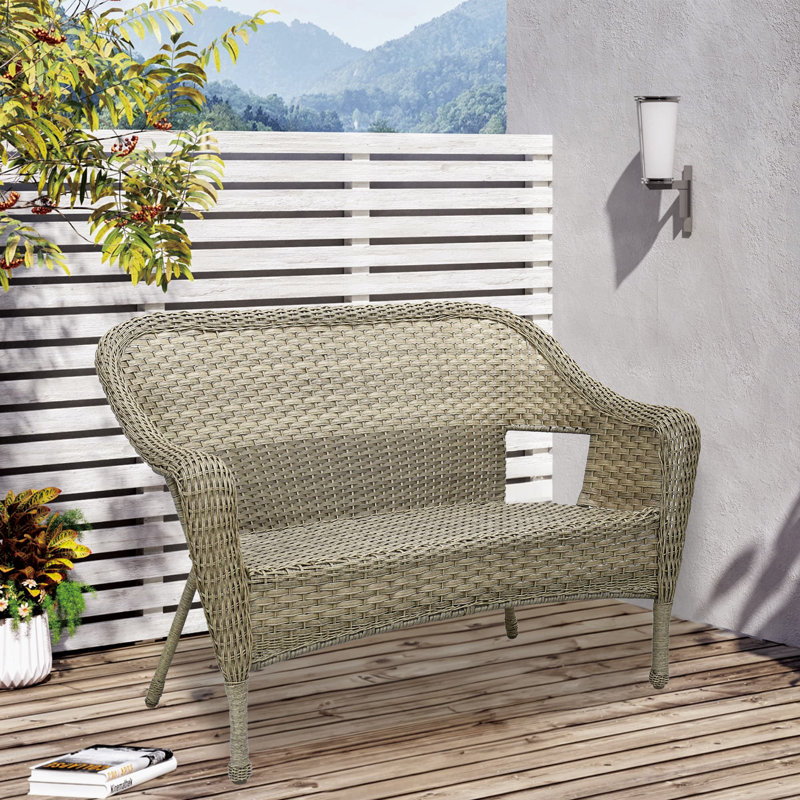 Kentwood 52'' Wide Curved Metal Loveseat, Gray