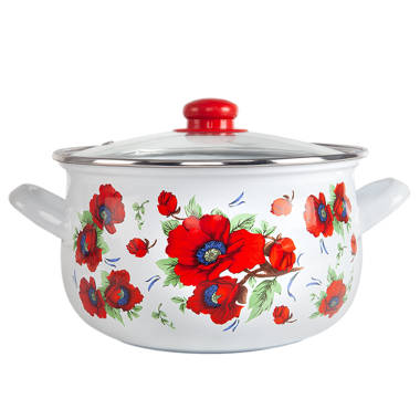 Lodge Enameled cast Iron Dutch Oven, 7.5 Qt, Poppy