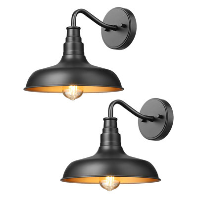2Pack Outdoor Wall Lights Gooseneck Barn Light Fixtures Wall Mounted Lanterns Farmhouse Exterior Wall Lights