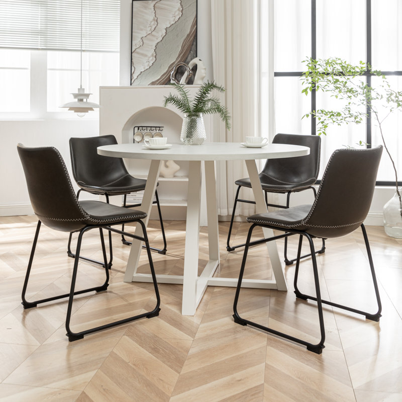 Ensemble repas rond, Brun, 5