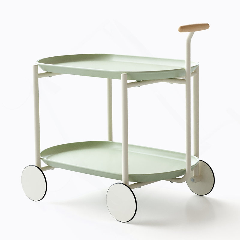Moon Storage Cart (Green) Nordic Internet Celebrity Mobile Trolley Kitchen Simple Double Storage Shelf Living Room Sofa Storage Shelf