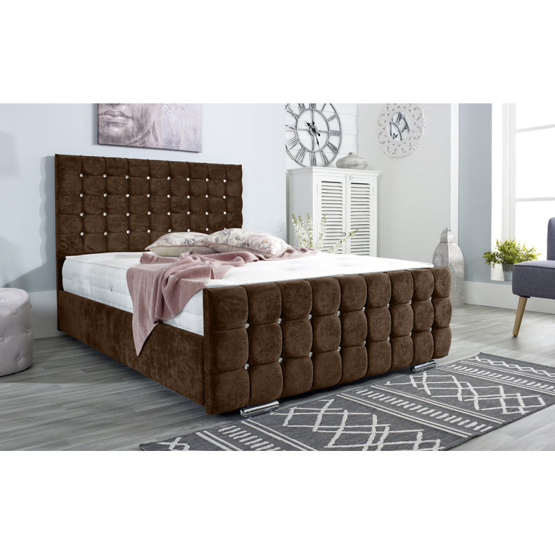 Woodring Upholstered Bed Frame, Brown, Kingsize (5')