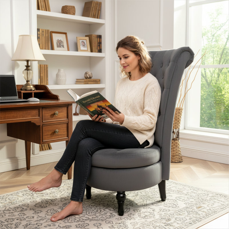 Fulviah Velvet Slipper Chair, Gray Velvet