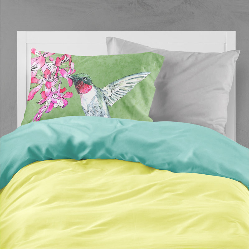  Taie d'oreiller à motif floral Colibri