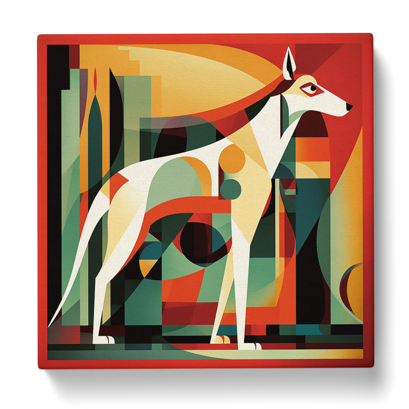 Greyhound Dog Constructivism No.1 - Wrapped Canvas, 35cm H x 35cm W x 3cm D