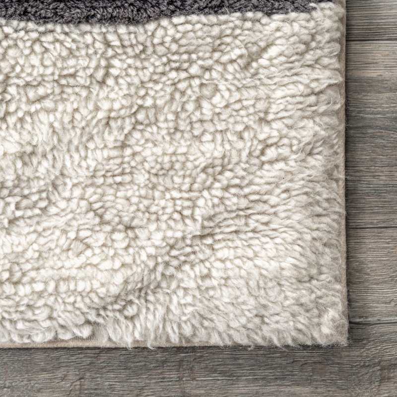 Striped Wool Machine Washable Area Rug, Rectangle 4' x 6'