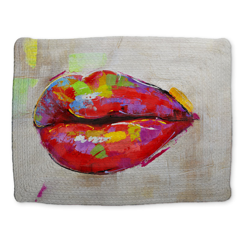 Colorful Lips Purple Braided Polyester Placemat - Home Decor