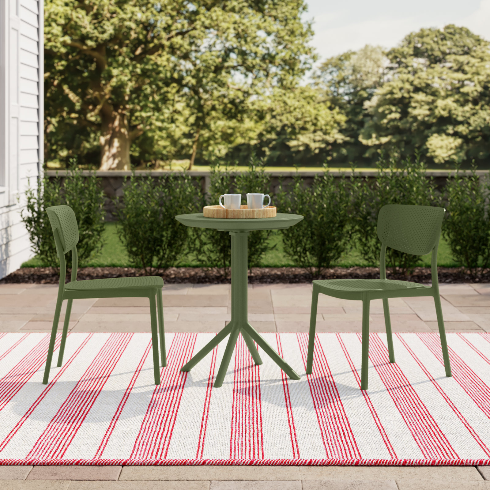 Farrah 24" Patio Bistro Set, Olive Green