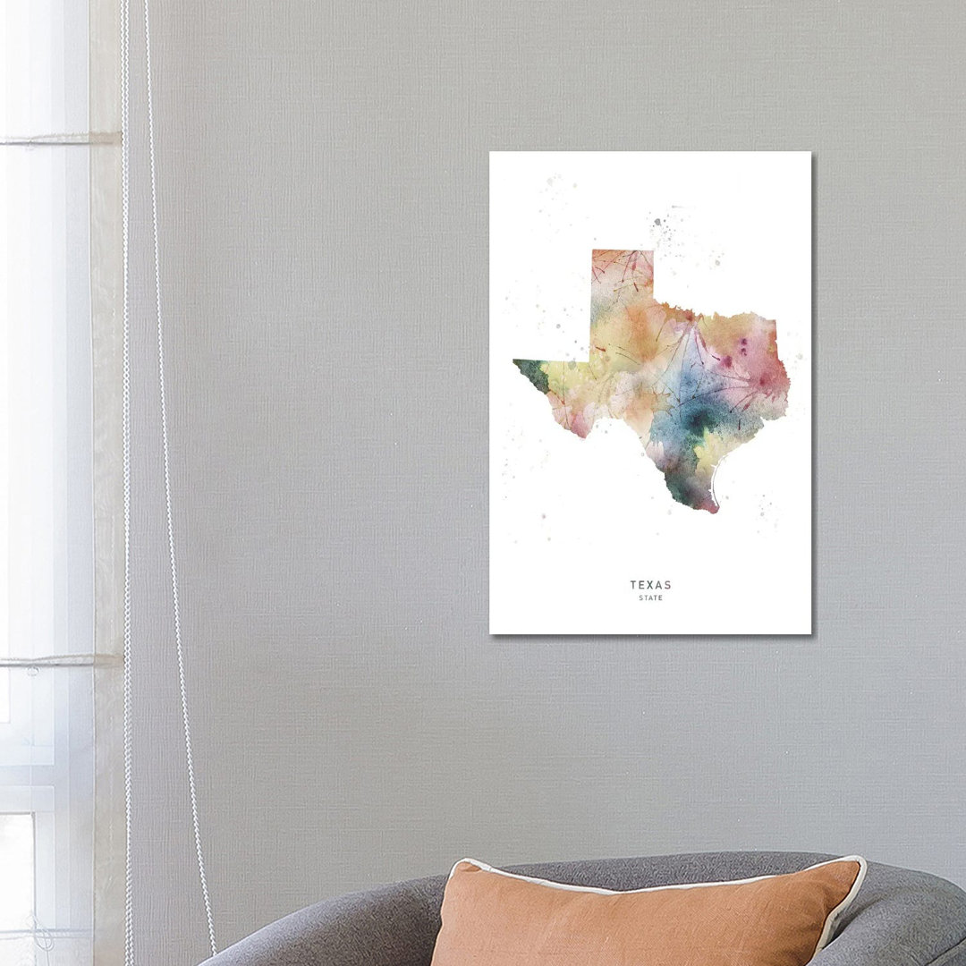 Texas State Watercolor by WallDecorAddict - Wrapped Canvas Gallery-Wrapped Canvas Giclée