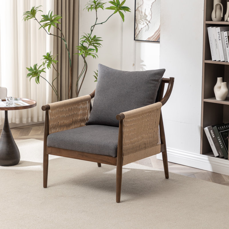 Cofield Upholstered Solid Wood Accent Chair, Gray